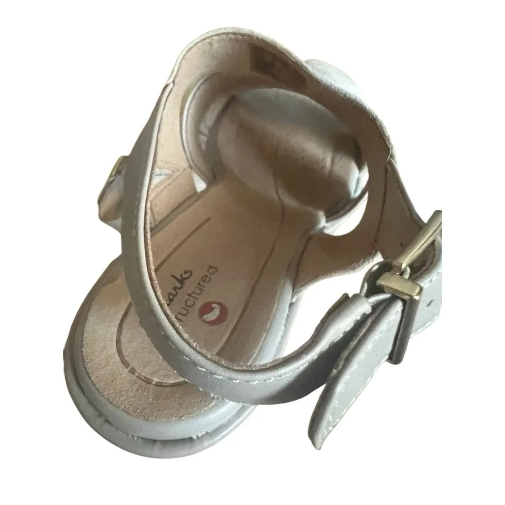 Clarks Un Plaza Go Combi Stone Leather Wedge Sandal‎ Sz 7